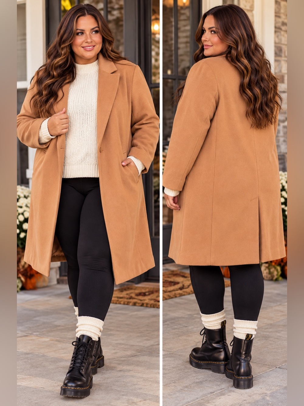 Tailored Classic Camel Long Wool-Blend Coat - Women's